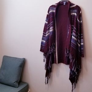 Charlotte Russe Boho Long Fringe Cardigan
